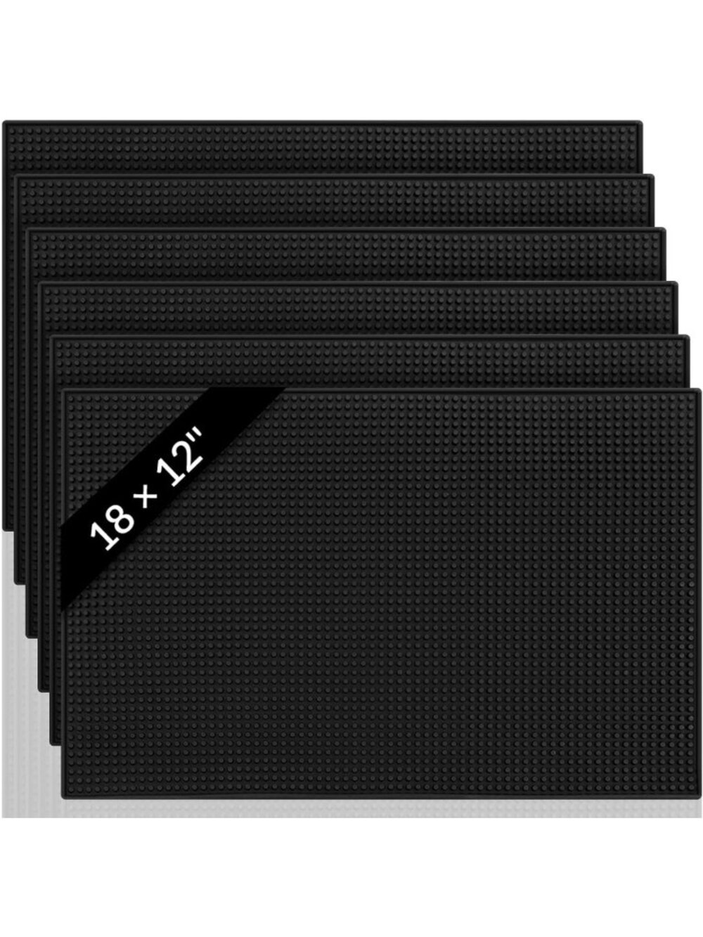 14-Piece Black Bar Mat Set, 18x12 Inch - Perfect for Home Bars & Entertaining